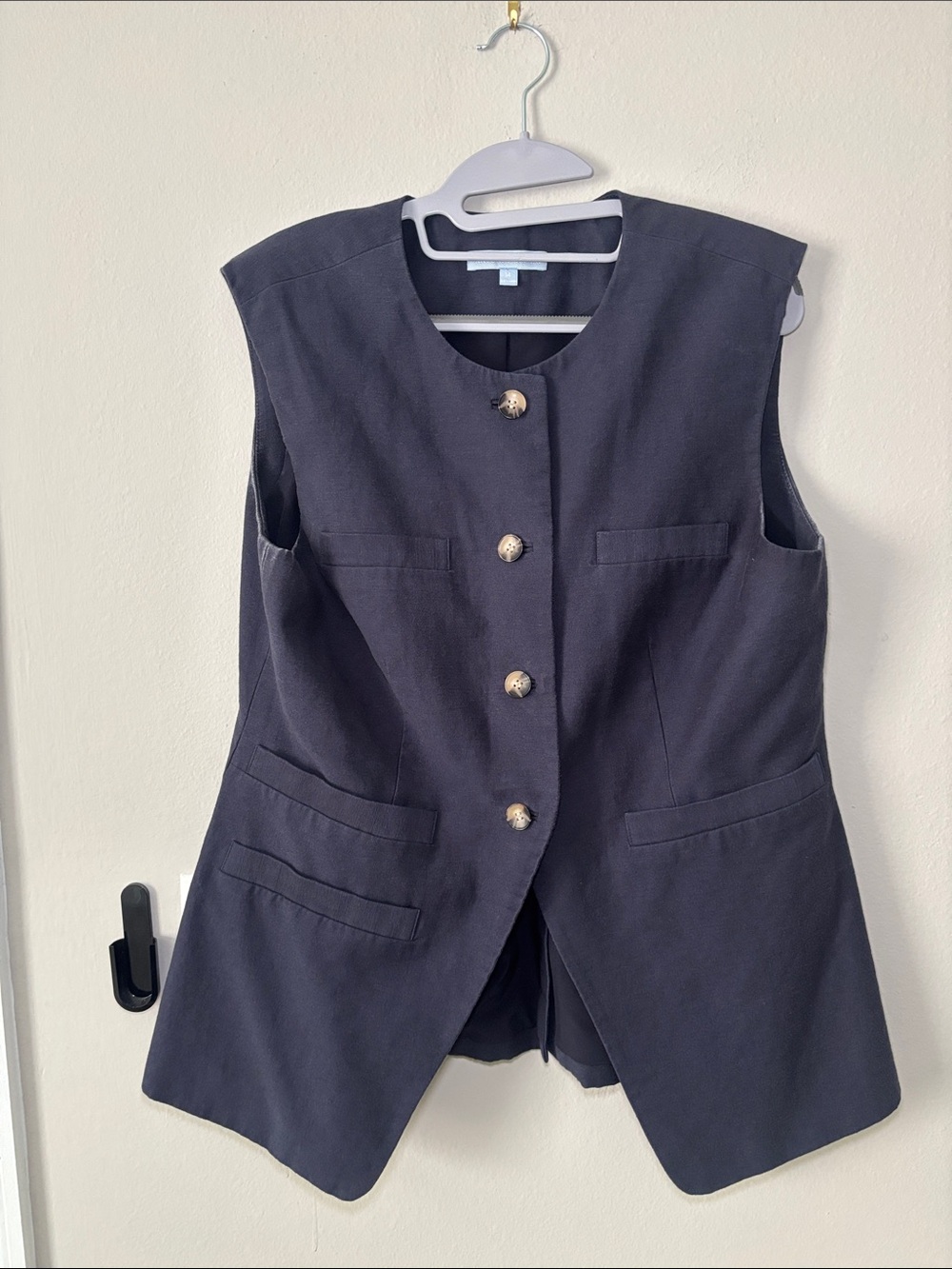 Antonio Melani Classic Navy Sleeveless Button Vest